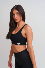 Aura Laced Back Sports Bra Black