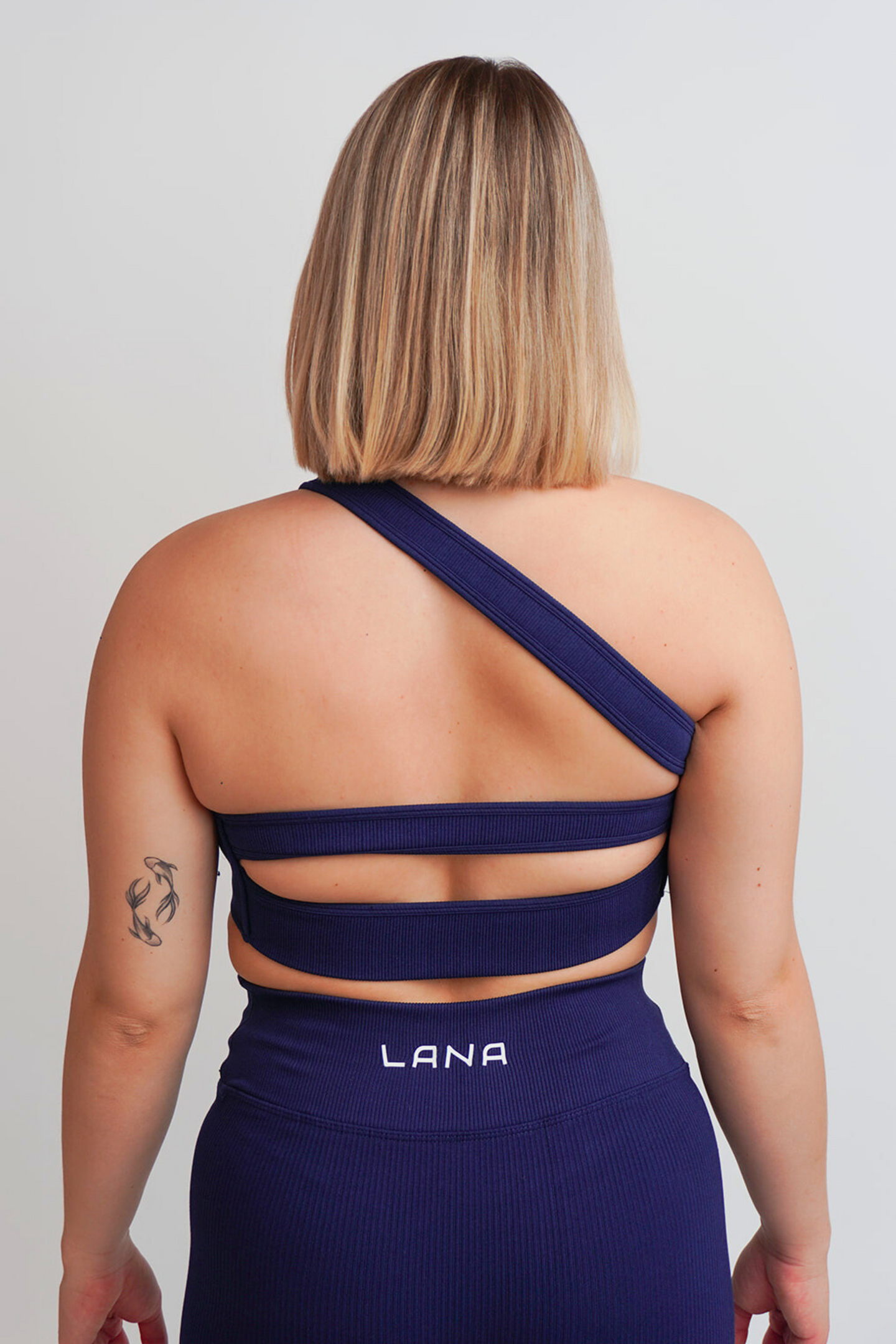 Aura One Shoulder Sports Bra Navy Blue
