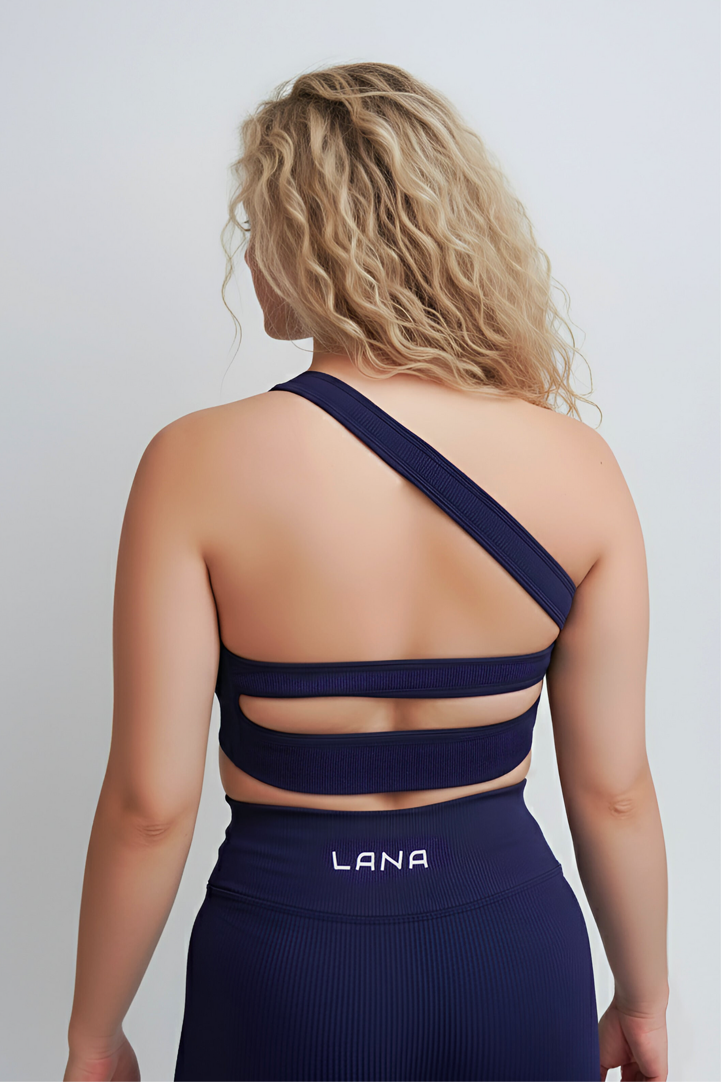 Aura One Shoulder Sports Bra Navy Blue