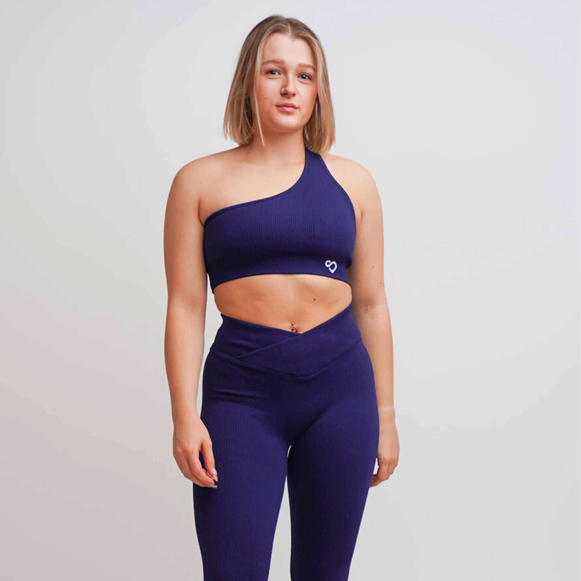 Aura One Shoulder Sports Bra Navy Blue