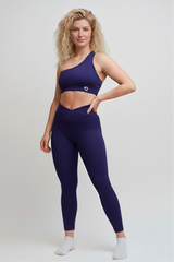 Aura One Shoulder Sports Bra Navy Blue